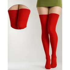 Meia Calça Vermelha Lisa Festa Fantasia Halloween Balada