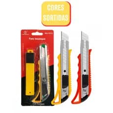 Estilete Profissional 18mm Retrátil com Refil Lâmina Extra Aço Inox Trava de Segurança Kapbom