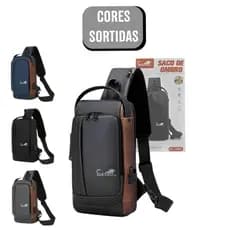 Mochila de Ombro Transversal Portátil Viagens com Trava Antifurto - (Cores Sortidas)