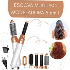 Escova Secadora 5 em 1 110V Escova Modeladora Alisadora Ar Quente Seca Modela Dá Volume Profissional