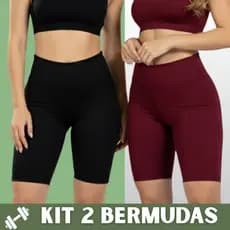 Kit 2 Shorts Bermuda Suplex Ciclista Feminina Academia Treino Fitness Conforto Diário