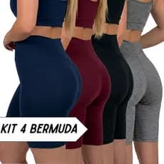 Kit 4 Bermudas Femininas | Mesma Cor | Cintura Alta | Suplex | Conforto & Qualidade