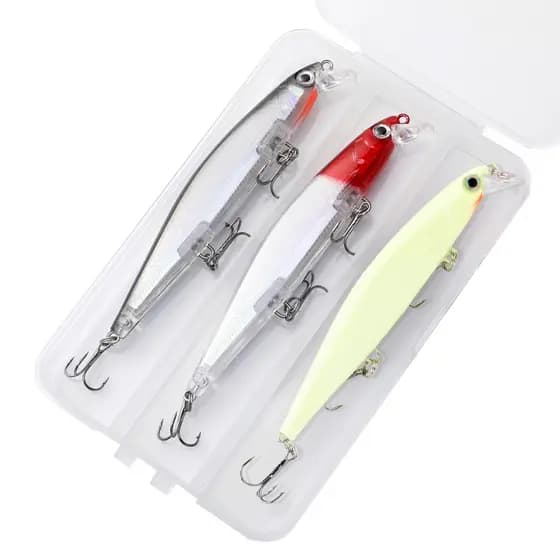 Kit 3 Isca Artificial Fundo Minnow Com 3 Ganchos luminoso noturna para Tucunaré