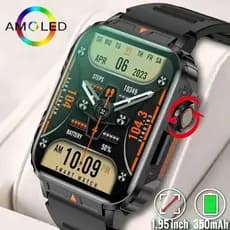 Relógio Smartwatch Militar Externo Smart Watch Men Bluetooth Para Android IOS IP68 À Prova D'água Relógios Esportivos Fitness