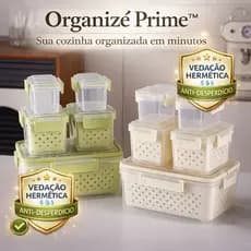 Kit 5 Potes Hermeticos Organizadores Com Tampa E Cesto Plastico Colorido