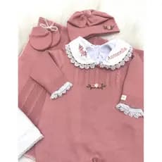 Saída Maternidade 6 pc luxo Tricot com body personalizado
