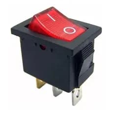 03 Pçs Chave Gangorra C/ Iluminação 3 Terminais Kcd1-102n Vermelha