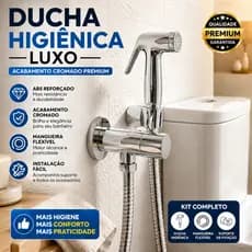 Ducha Higiênica Cromada ABS 1/4 De Volta Completa Para Banheiro Registro Metálico Mangueira Flexível Fácil Instalação
