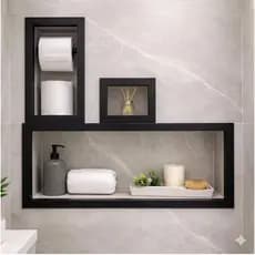 Kit Nicho Banheiro 60x30 + Porta Papel + Saboneteira Porcelanato
