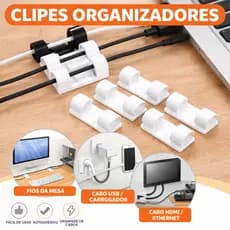 KIT Clips Organizadores de Fios e Peças Clip Fixador Cabos Autoadesivo TOP