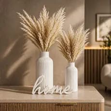 Kit Decorativo Minimalista “HOME“ – 2 Vasos Cachepot Moderno + Palavra Estilizada (3 Cores)