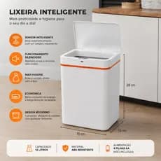 Lixeira Inteligente Recarregável 12 litros - Sortida, Lixeira sensor automático,Lixeira para banheiro cozinha