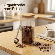 Pote de Vidro Borossilicato com tampa de Bambu 1,4L,Lehavi,Utensilos doméstico para ceriais, café, chás,