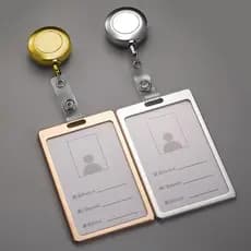 Employess Tag Porta Crachás De Liga De Alumínio Para Cartão De Identificação De Escritório Nome De Pass Transparente Trabalho De Material De Manga Pendurada Cordão
