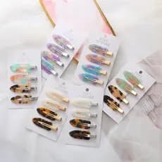 4/2Pcs Meninas Leopardo Conjunto De Clipes De Cabelo Sem Costura Folha De Acetato Feminino Dobra Clip De Fita De Pato Ferramenta De Maquiagem Para Cabeleireiro