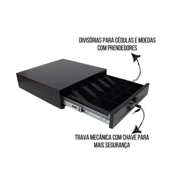 Caixa Gaveta de Dinheiro Niqueleira em Aço Resistente Com Chave Registradora