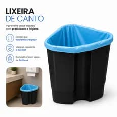 Lixeira de Canto 36L Litros Cesto Multiuso Organizador Resistente Grande Banheiro Quintal 15Kg