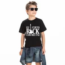 Camiseta Infantil Eu Curto Rock Com Meu Pai 100% Algodão