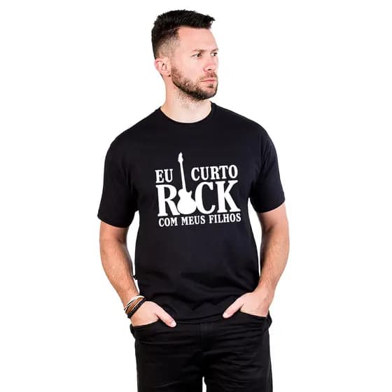 Camiseta Eu Curto Rock Com Meus Filhos 100% Algodão - Unissex