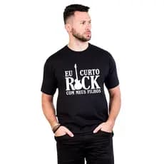 Camiseta Eu Curto Rock Com Meus Filhos 100% Algodão - Unissex
