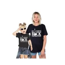 Kit tal Mãe Tal Filha Camisetas Eu Curto Rock 100% Algodão