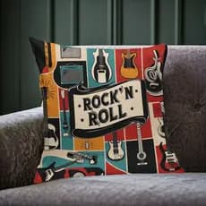 Capa para Almofada Decorativa Rock And Roll Escrita Várias Estampas