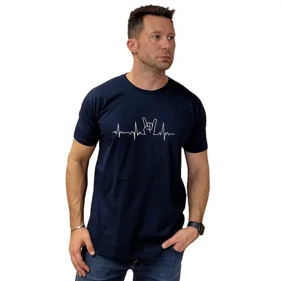 Camiseta Batimentos do Rock Azul Marinho Unissex