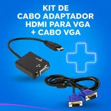 Kit HDMI para VGA com Saída de Áudio + Cabo VGA 1,5m Conversor TV Box Notebook