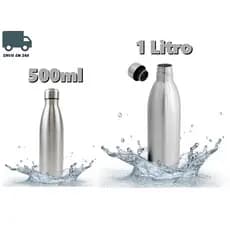 Garrafa Térmica Inox Dupla-Face 500ml / 1 Litro