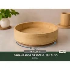 Organizador Giratório Redondo Multiuso 100% Bambu