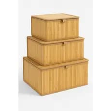 Kit 3 Cestos Organizadores de Bambu Multiuso com Forro 12L, 9,3L, 5,6L