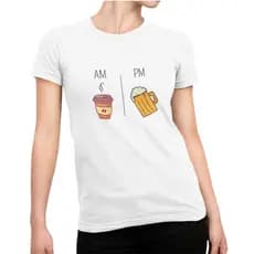 Camiseta Baby Look AM PM Café Cerveja