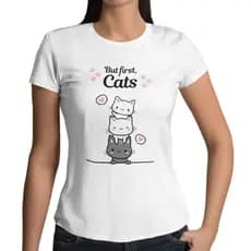 Camiseta Feminina Baby Look But First Cats