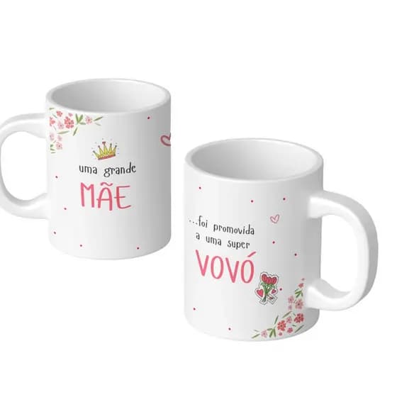 Caneca Anúncio Gravidez Grande Mãe Promovida a Super Vovó