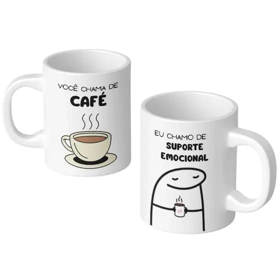 Caneca Engraçada Café Suporte Emocional Flork Meme