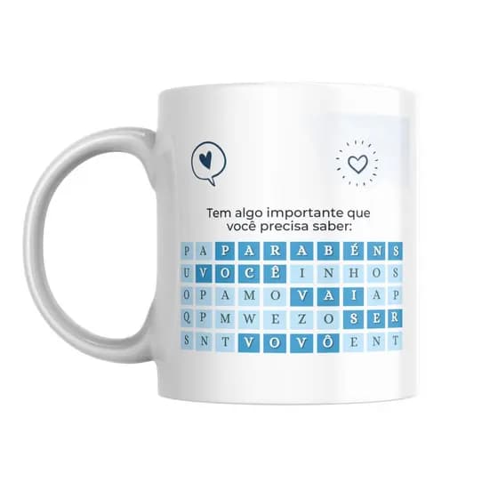 Caneca Anúncio Gravidez Promovido a Vovô Caça-Palavras