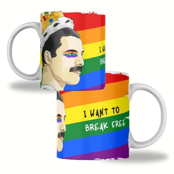 Caneca Freddie Mercury Queen I Want to Break Free LGBTQIA+