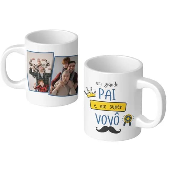 Caneca com Foto Dia dos Pais Grande Pai e Super Vovô