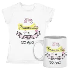Kit Anúncio Gravidez Promovida a Mamãe: Camiseta e Caneca