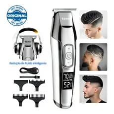 Maquina Corta Cabelo Aparador Profissional Kemei Km-5027 Acabamento