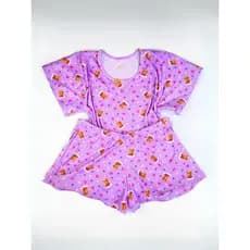 Baby Doll Pijama Feminino Estampado Fresquinho Canelado Short Doll Confortável Roupa de Dormir