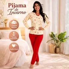 Pijama Inverno Quentinho Longo Feminino Inverno Suede Roupas de Dormir