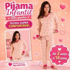 Pijama de Inverno Infantil Juvenil Menina Manga Comprida Tamanho 02 ao 14 Anos