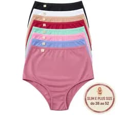Kit Calcinha Cintura Alta Hot Pants Calçola Senhora Básica Tangão Segura Barriga