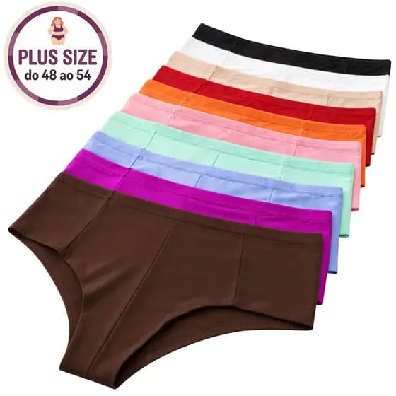 Kit Calcinha Plus Size Fio Duplo Lateral Dupla Compressão Média Empina Bumbum