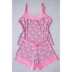 Pijama Short Doll Baby Doll Plus Size Suede Estampado C/ Renda