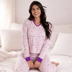 Pìjama Longo Feminino Inverno Quentinho C/ Punho