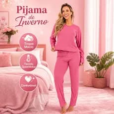Pijama Inverno Quentinho Longo Feminino Inverno Suede Canelado Roupas de Dormir