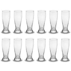 Kit Jogo 12 Copos De Vidro Cerveja 300ml Restaurante Tulipa Tulipinha Bar Hotel Buffet Lanchonete Chopp Caneca
