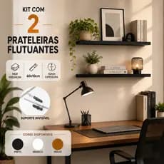 Kit 2 Prateleiras Flutuantes MDF 60x10 Suporte Invisível Nicho Decorativo Sala Quarto Cozinha Escritório